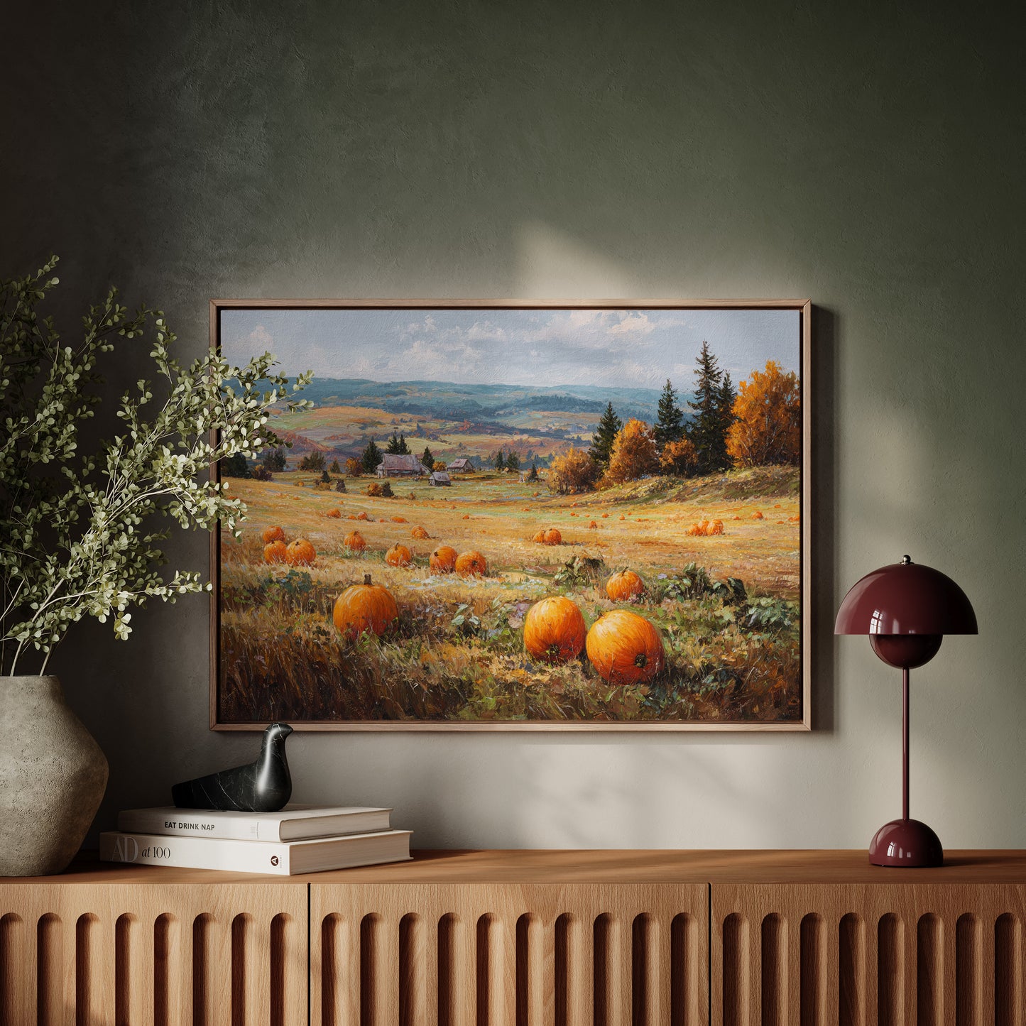 Pumpkins Rest In Rolling Hills