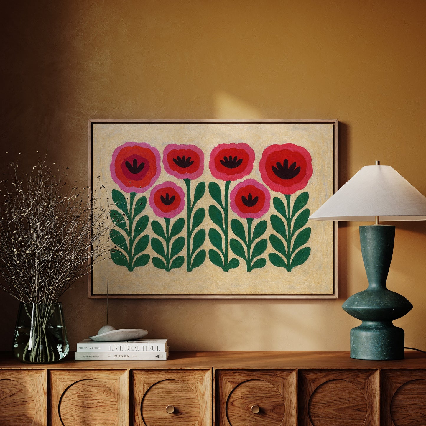 Folk Garden – Scandinavian Poppy Wall Art