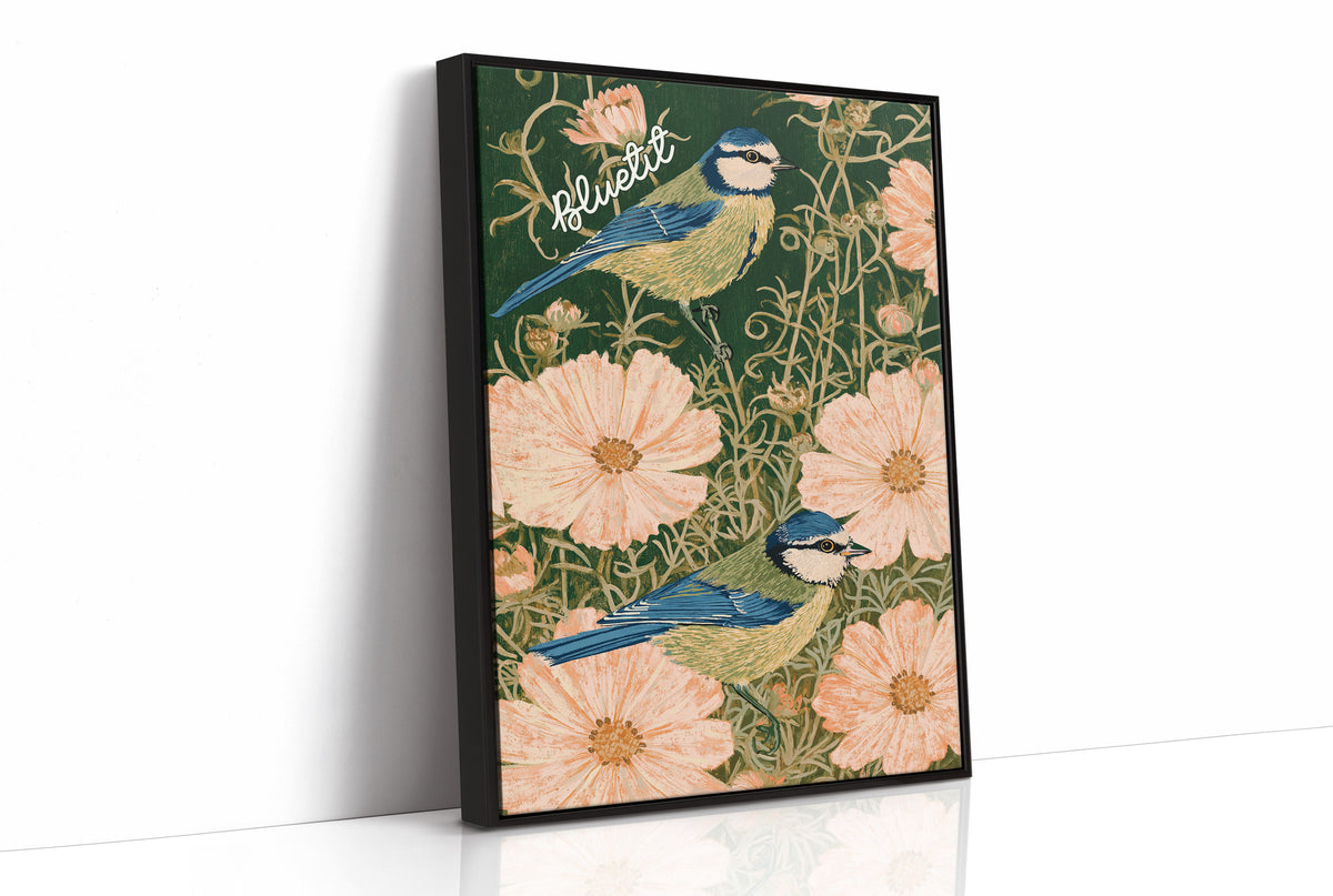 Blue Tits in Cottage Bloom