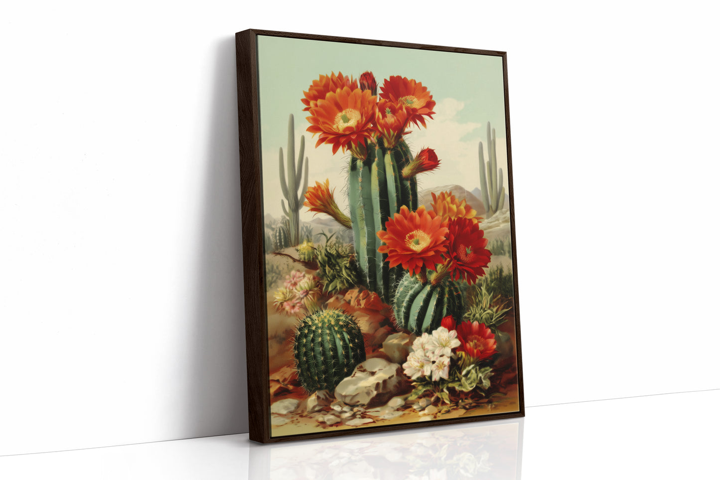 Desert Blooms Dance Against Mountains