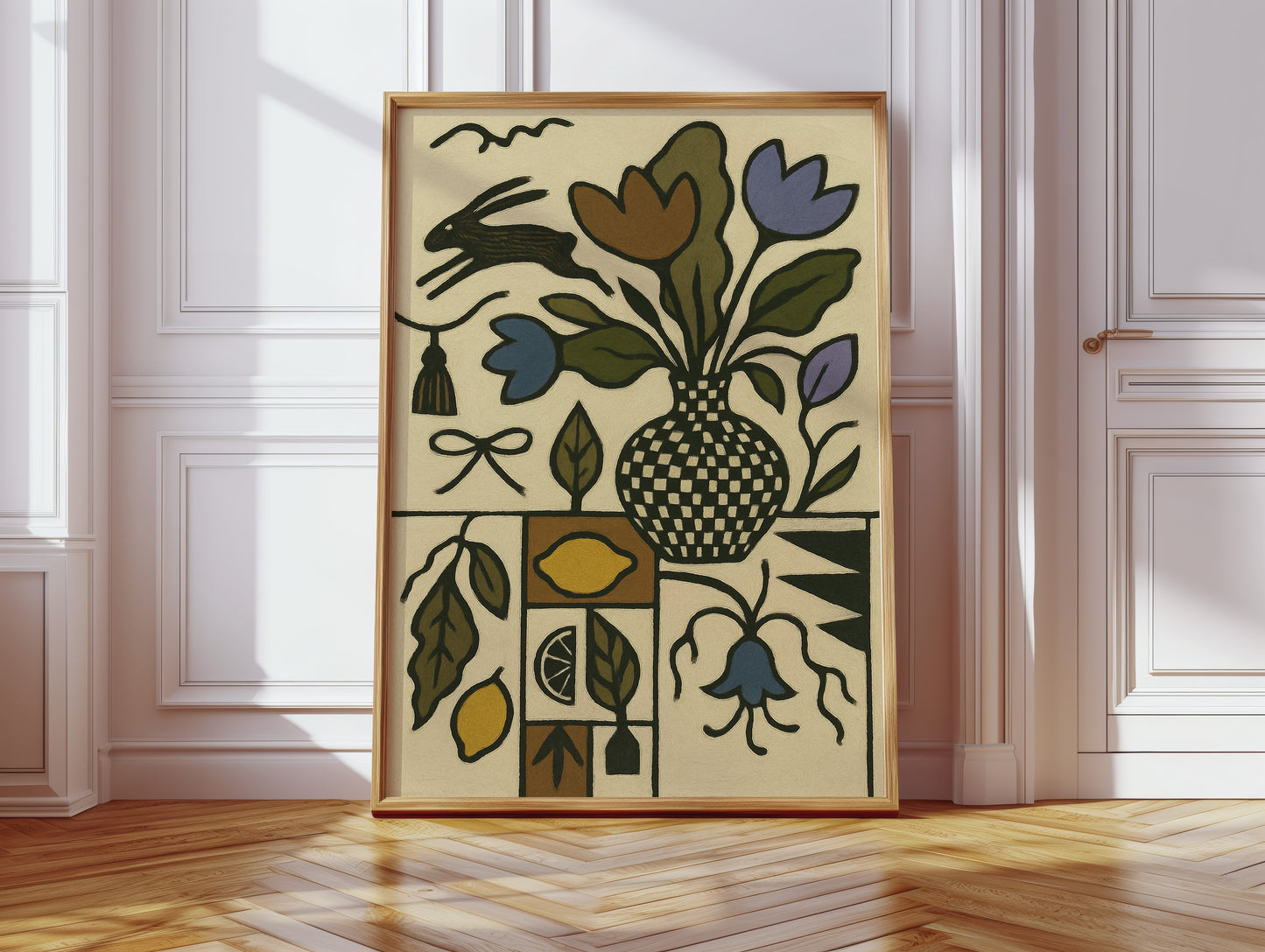 Lemon Rabbit Folk Vase