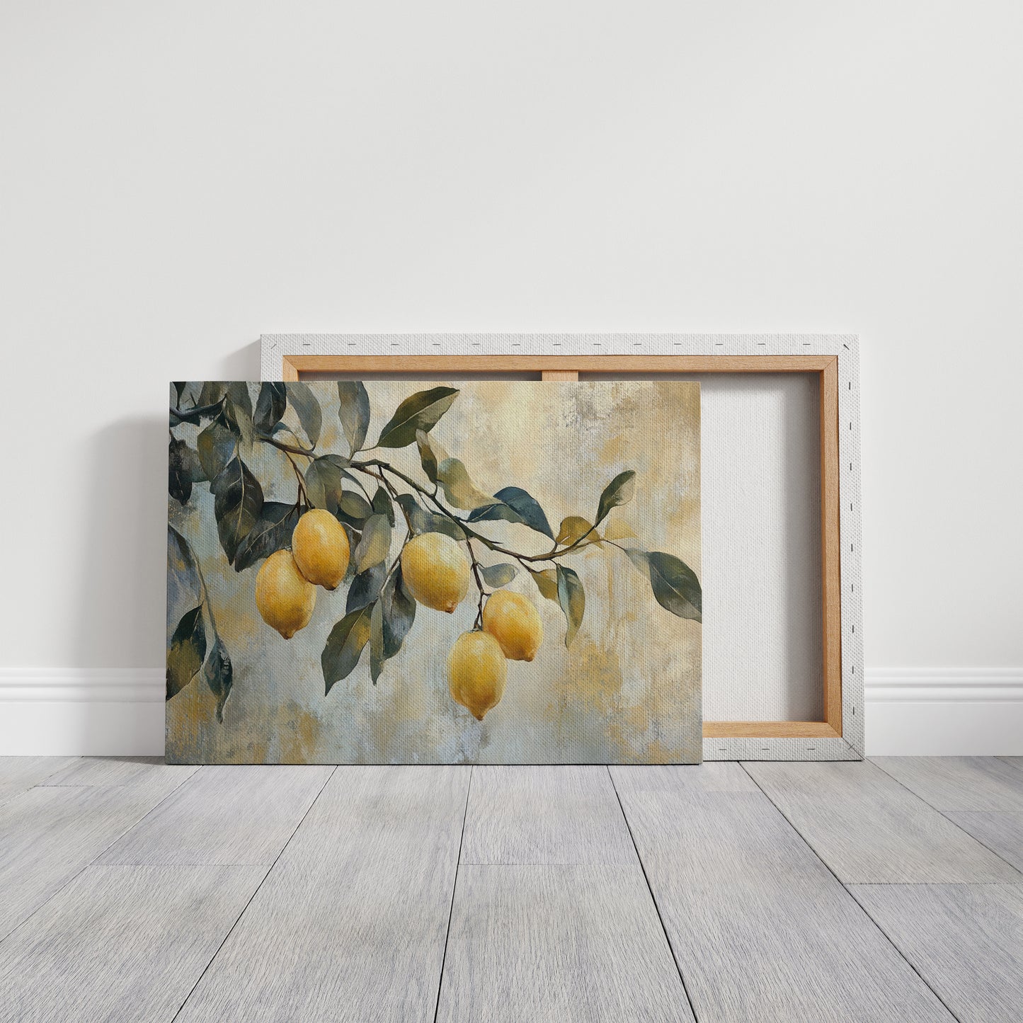 Mediterranean Lemon Branch: Elegant Botanical Canvas Wall Art
