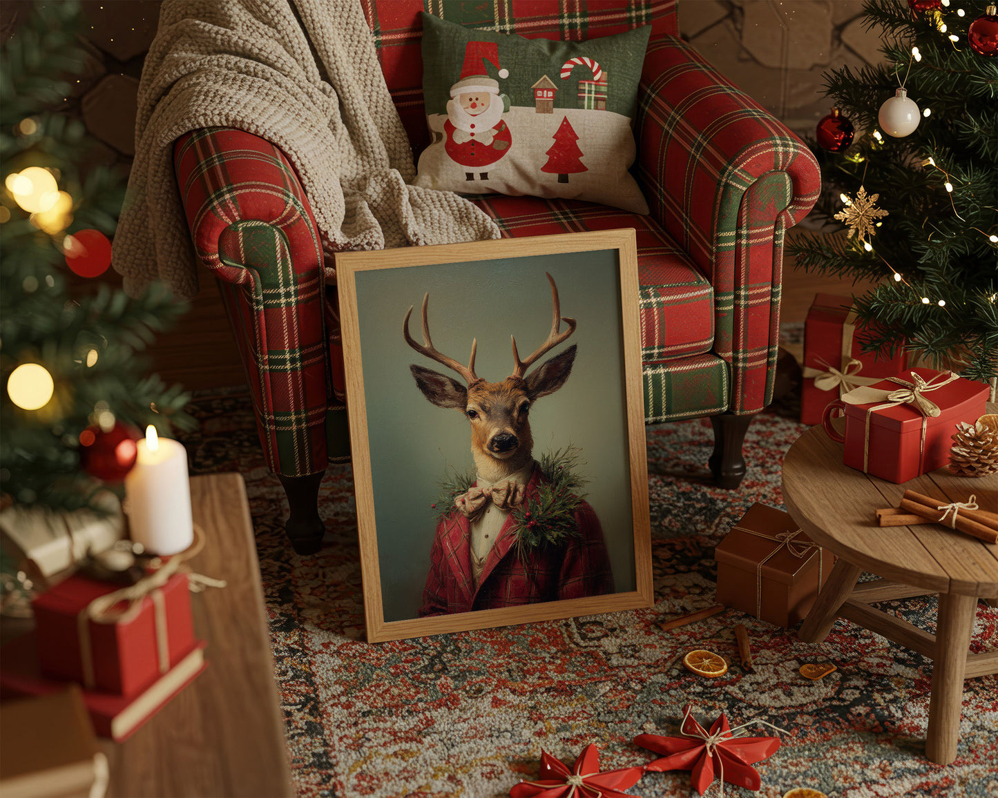 Festive Stag Adjusts His Bow