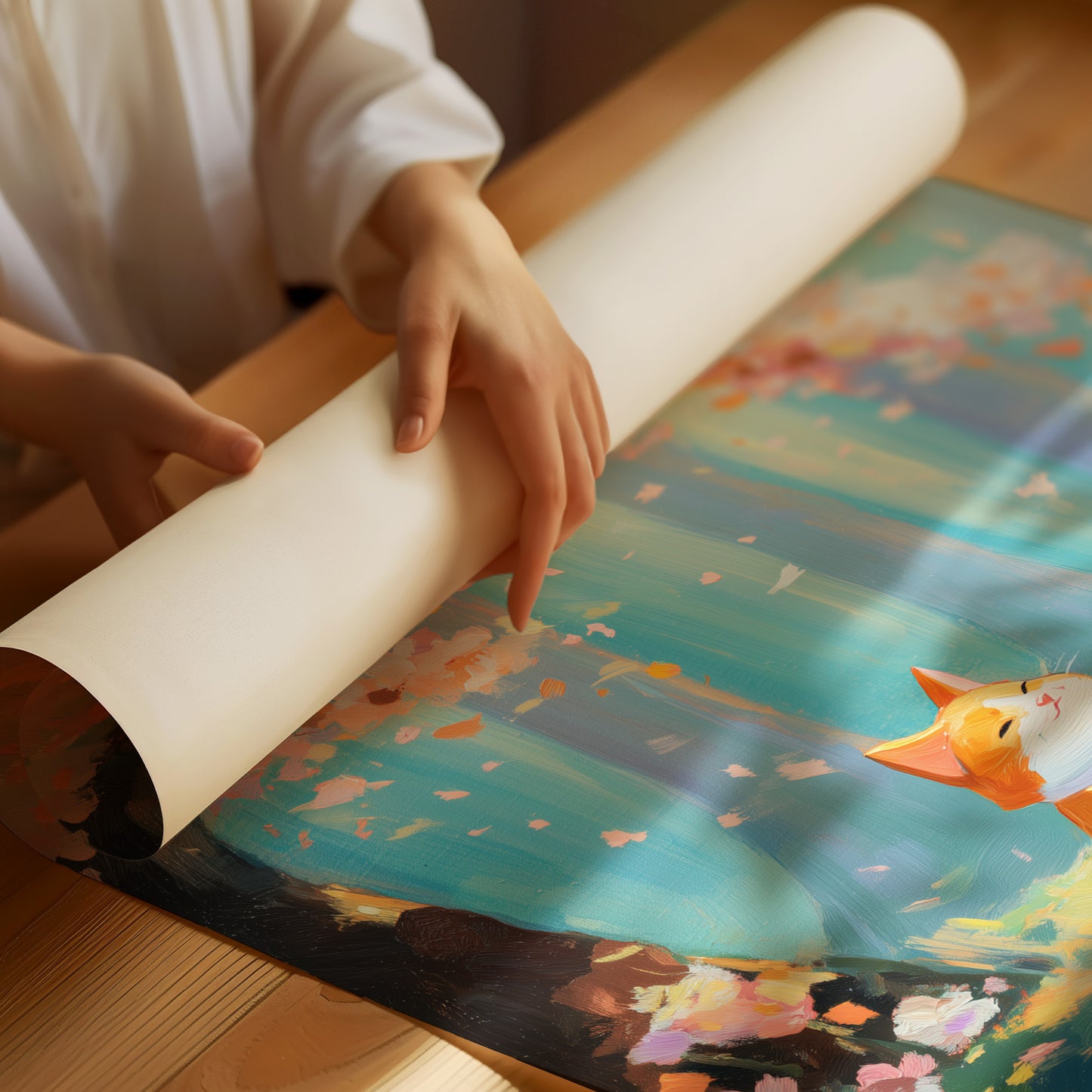 Fox Tea Party In Spring Forest