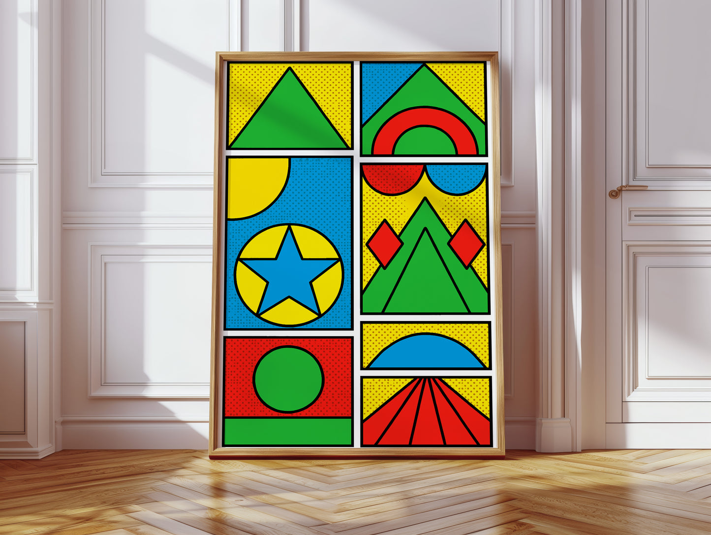 Pop Geometry in Primary Color Panels