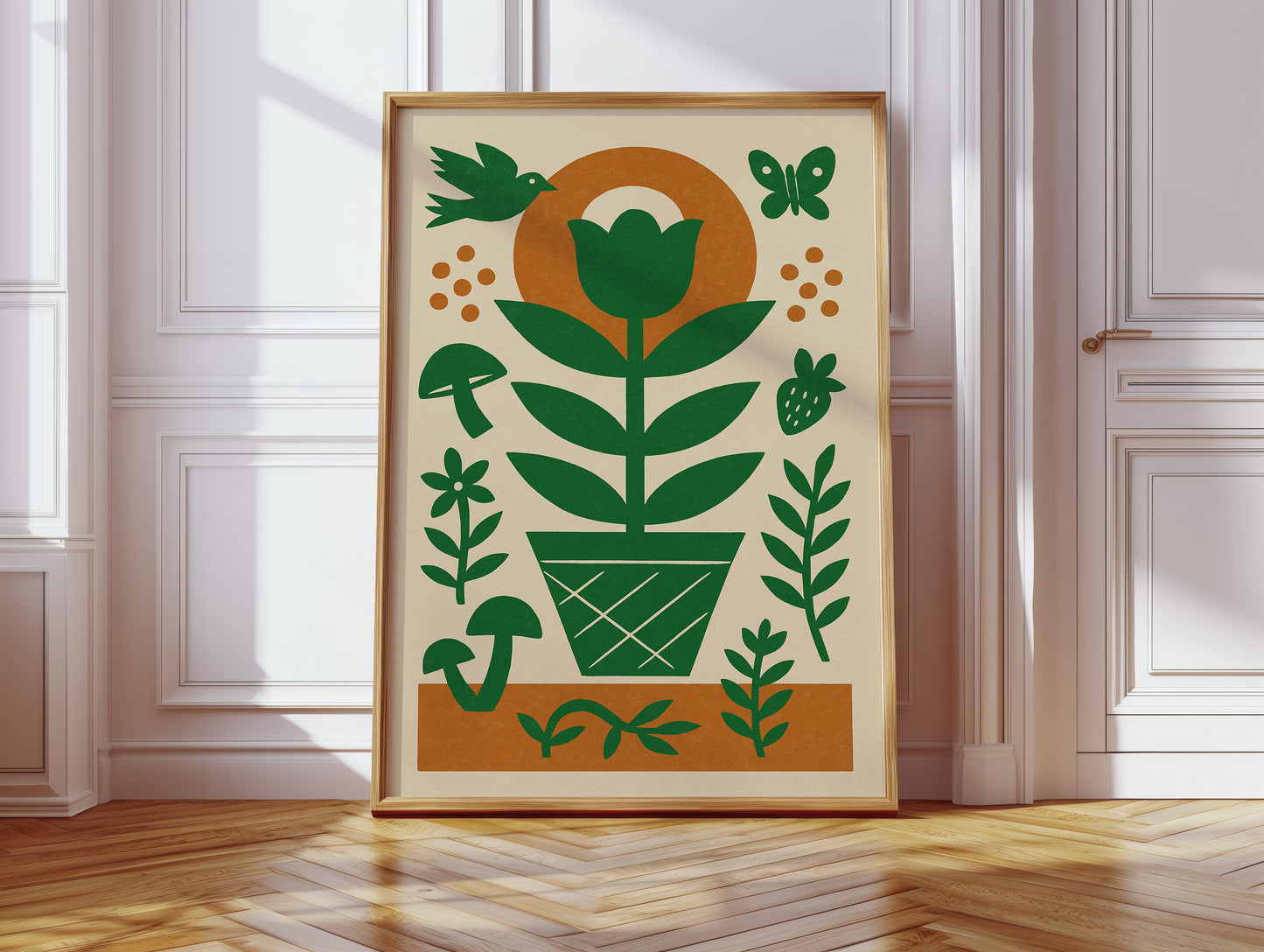 Folk Garden with Bird and Butterfly