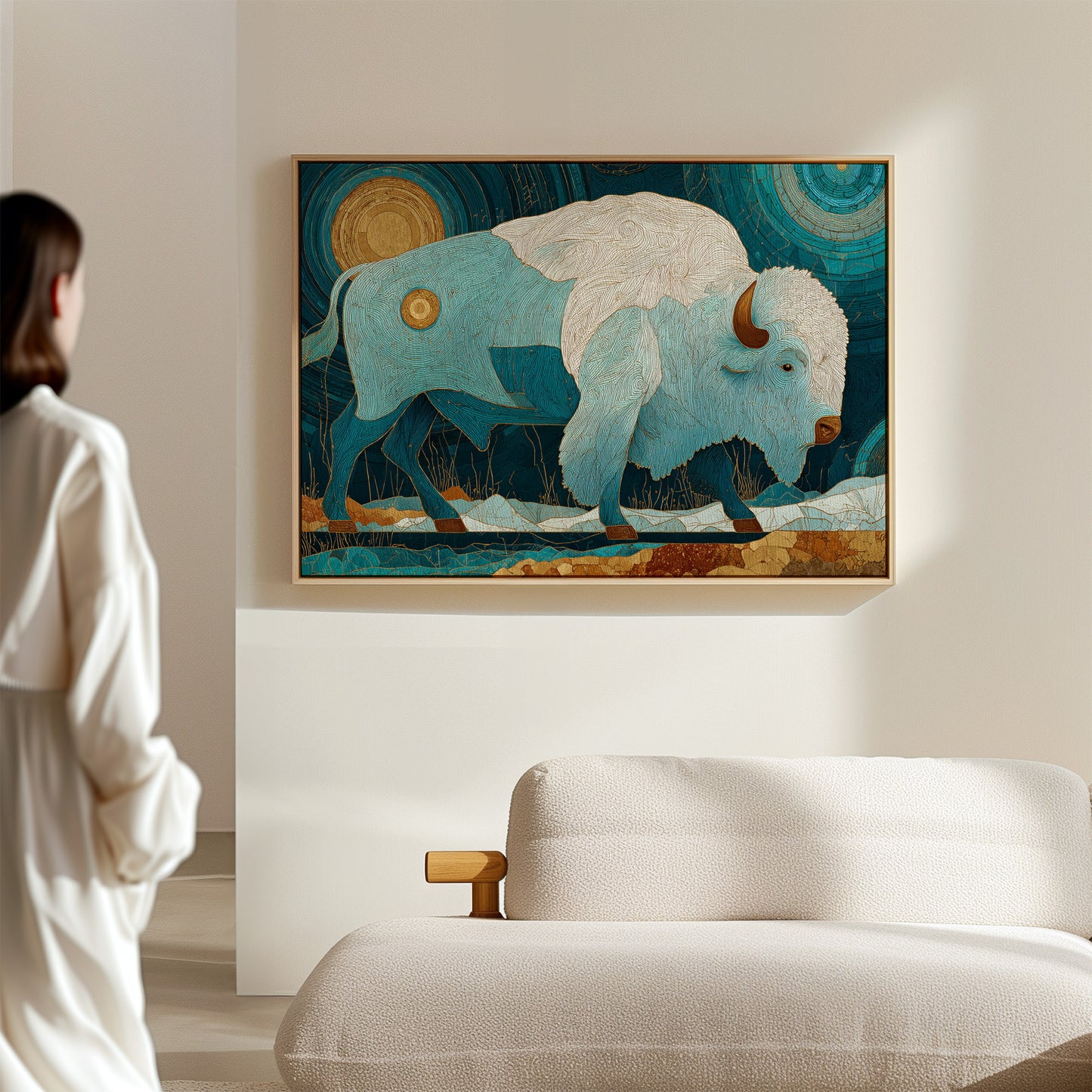 Sacred Bison Under Celestial Moons