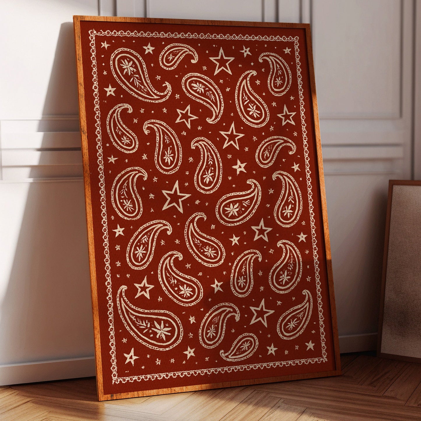 Vintage Red Bandana Star Paisley Print