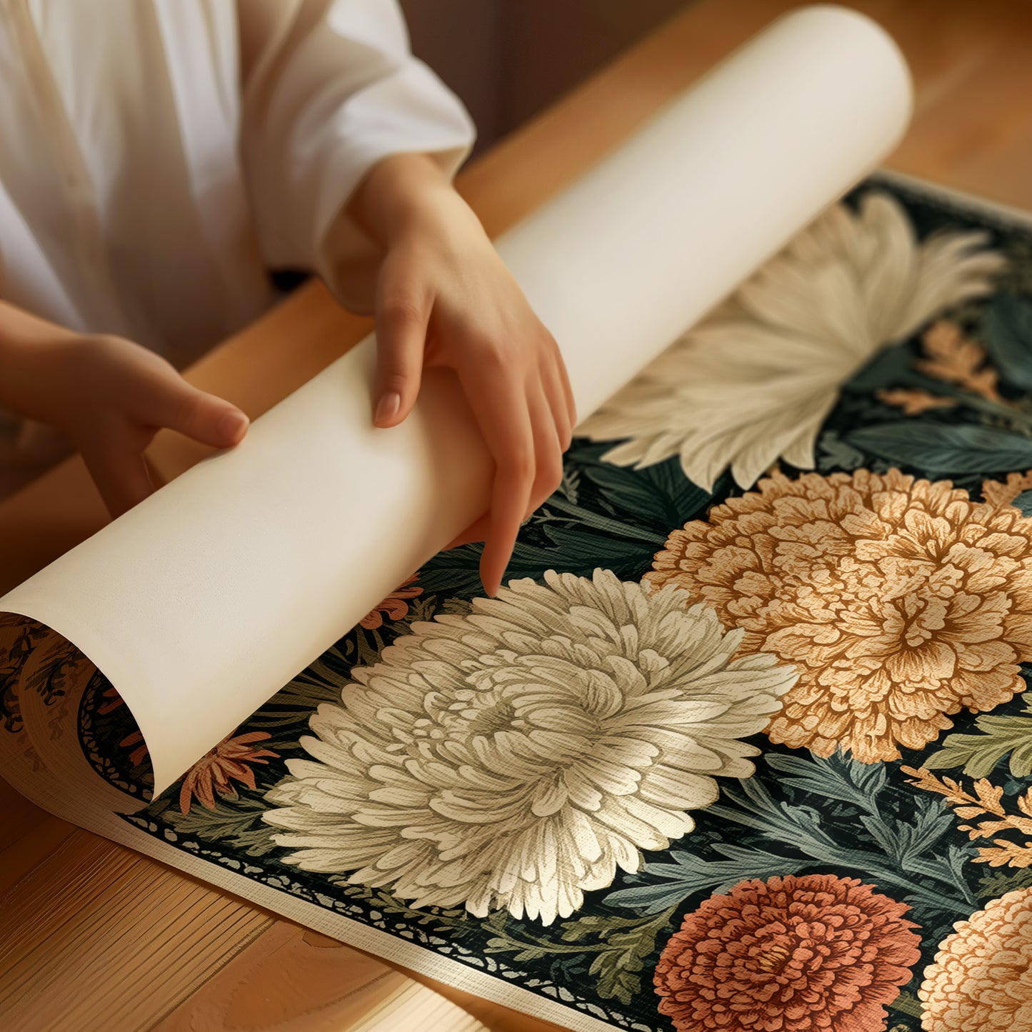 Chrysanthemum and Marigold Botanical Plate