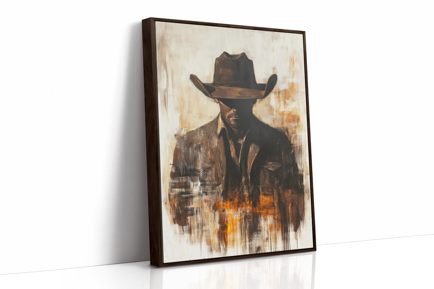 Lone Cowboy in Shadow and Flame