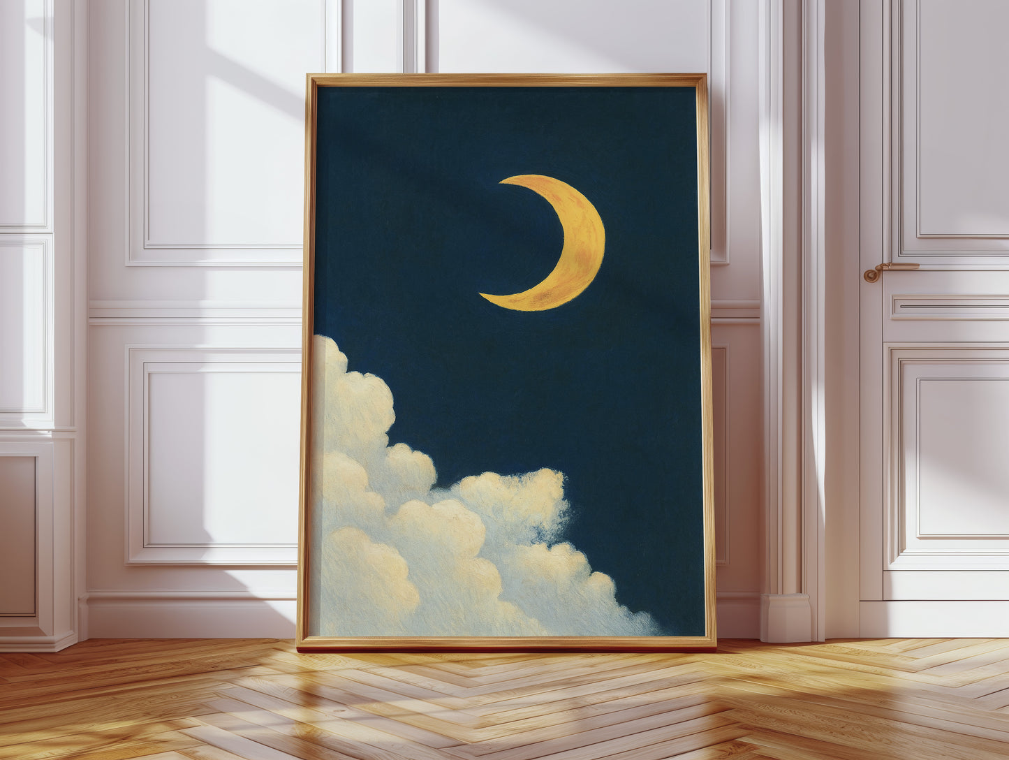 Golden Moon Over Soft Clouds