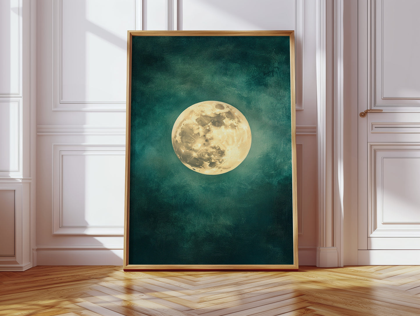 Full Moon Rising in Emerald Sky