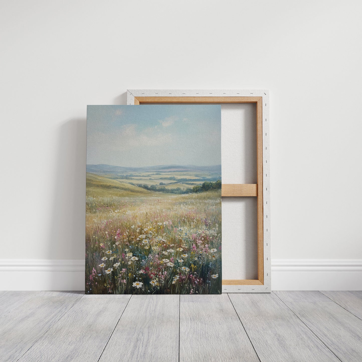Wildflower Meadow Landscape – Serene Summer Countryside Wall Art Print