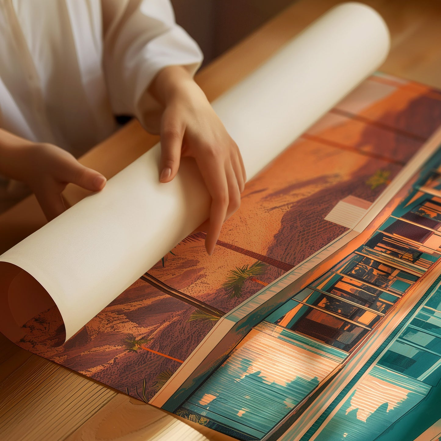 Desert Oasis Mirrors Mountain Glow