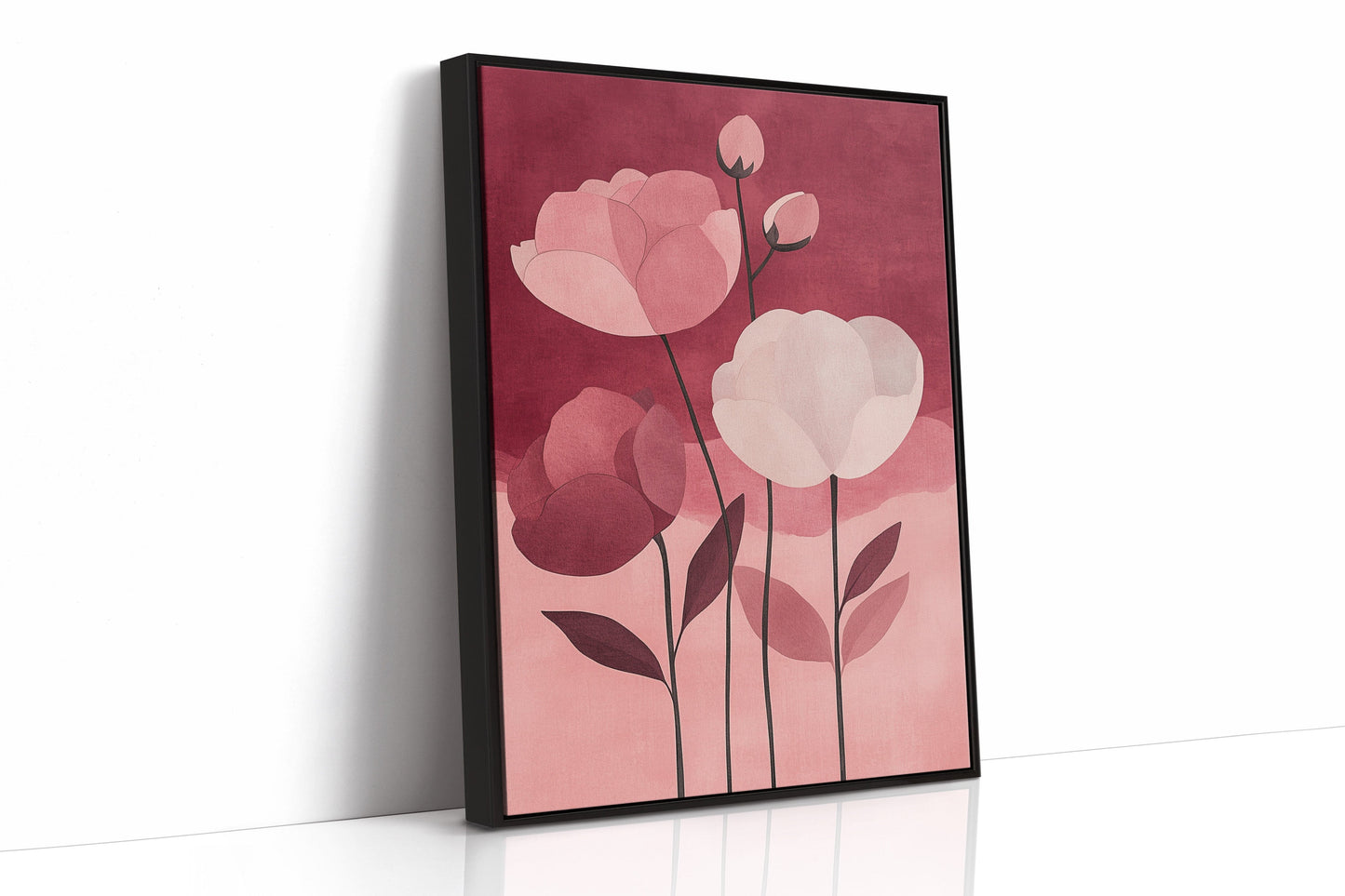 Peonies Rise Through Burgundy Mist