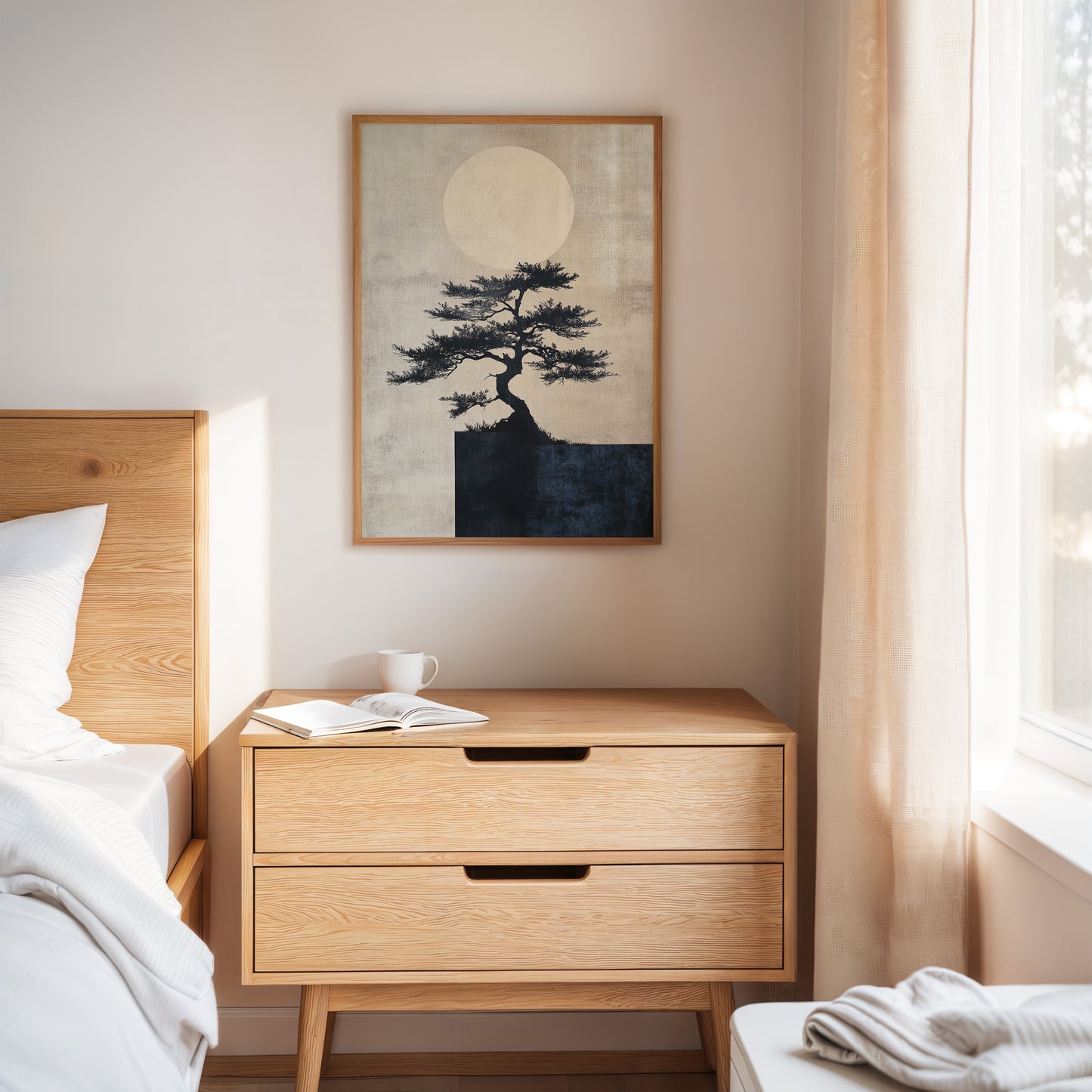 Zen Bonsai Tree Art – Minimalist Japanese Wall Print