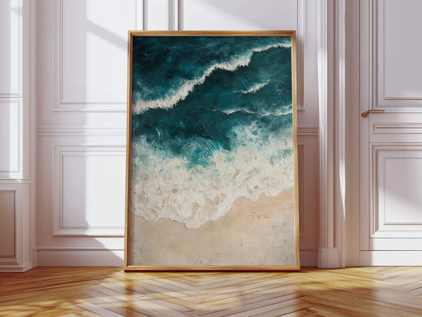 Textured Shoreline in Teal and Sand