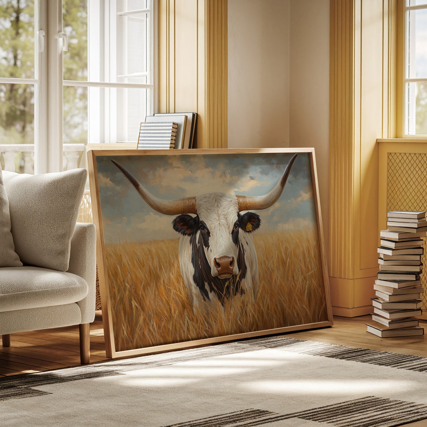 Golden Fields Meet Longhorn's Gaze