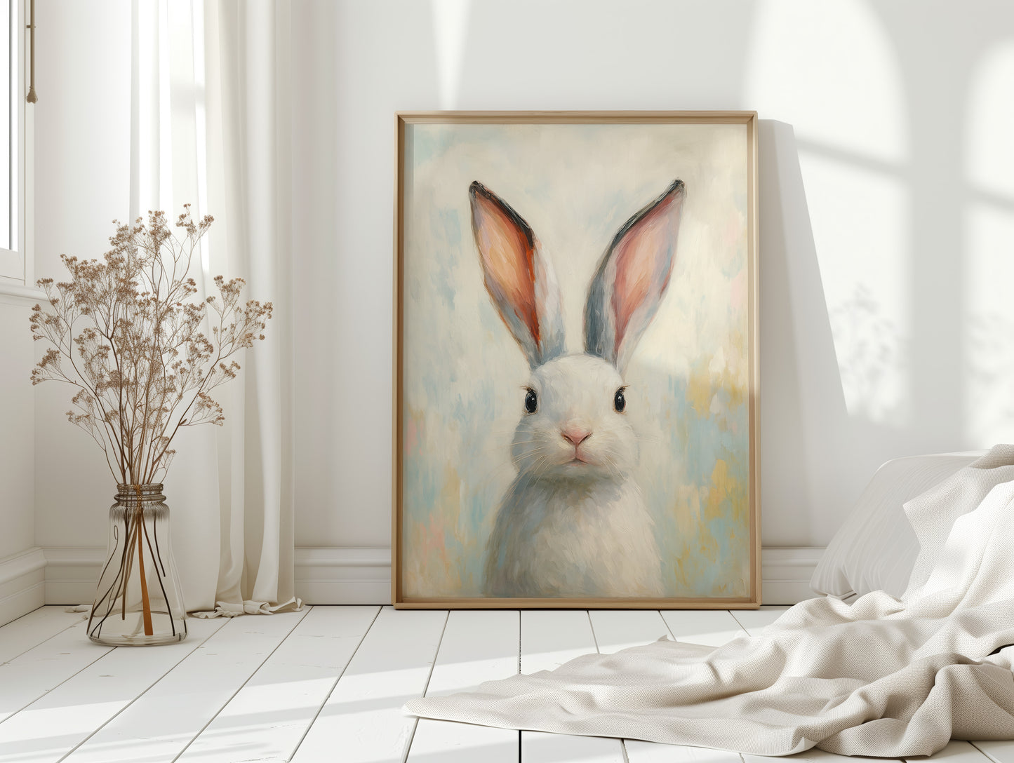 Bright Eyed Bunny in Soft Pastels