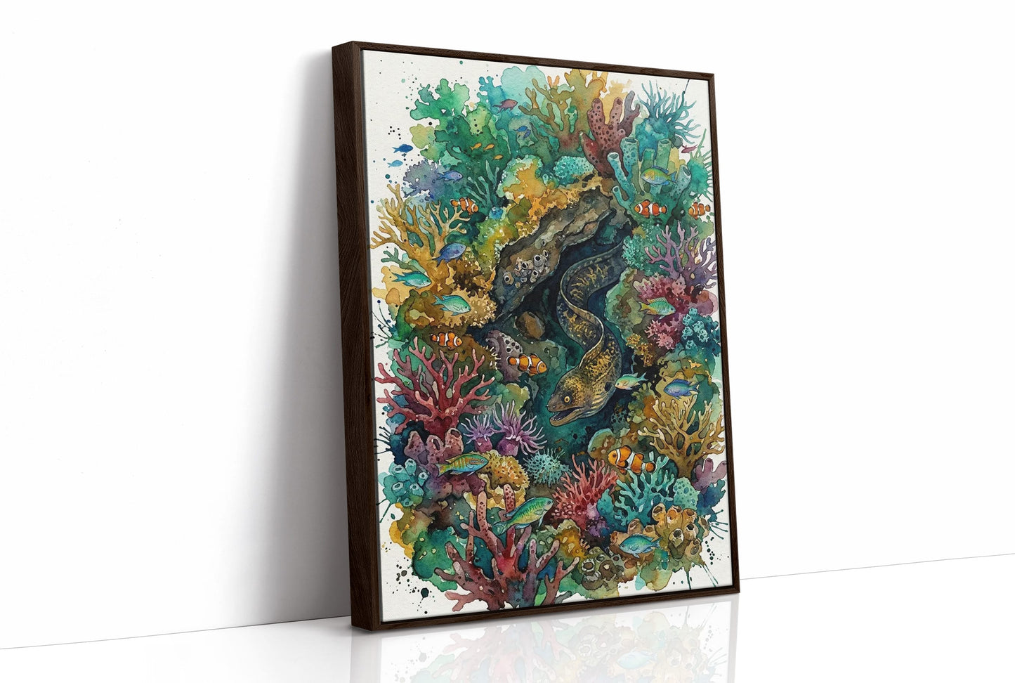 Reef Hideaway: Watercolor Moray Eel Study