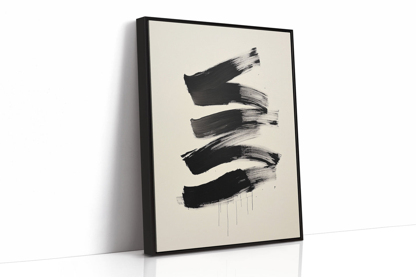 Black Strokes Dance Through Rain