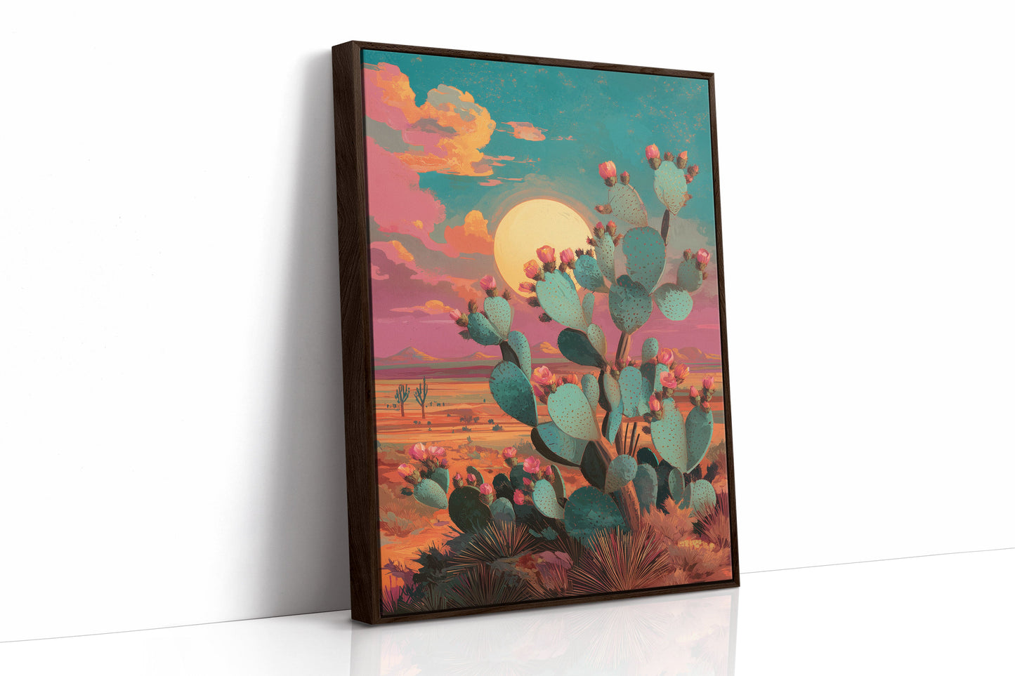Prickly Pears Chase Desert Moonrise