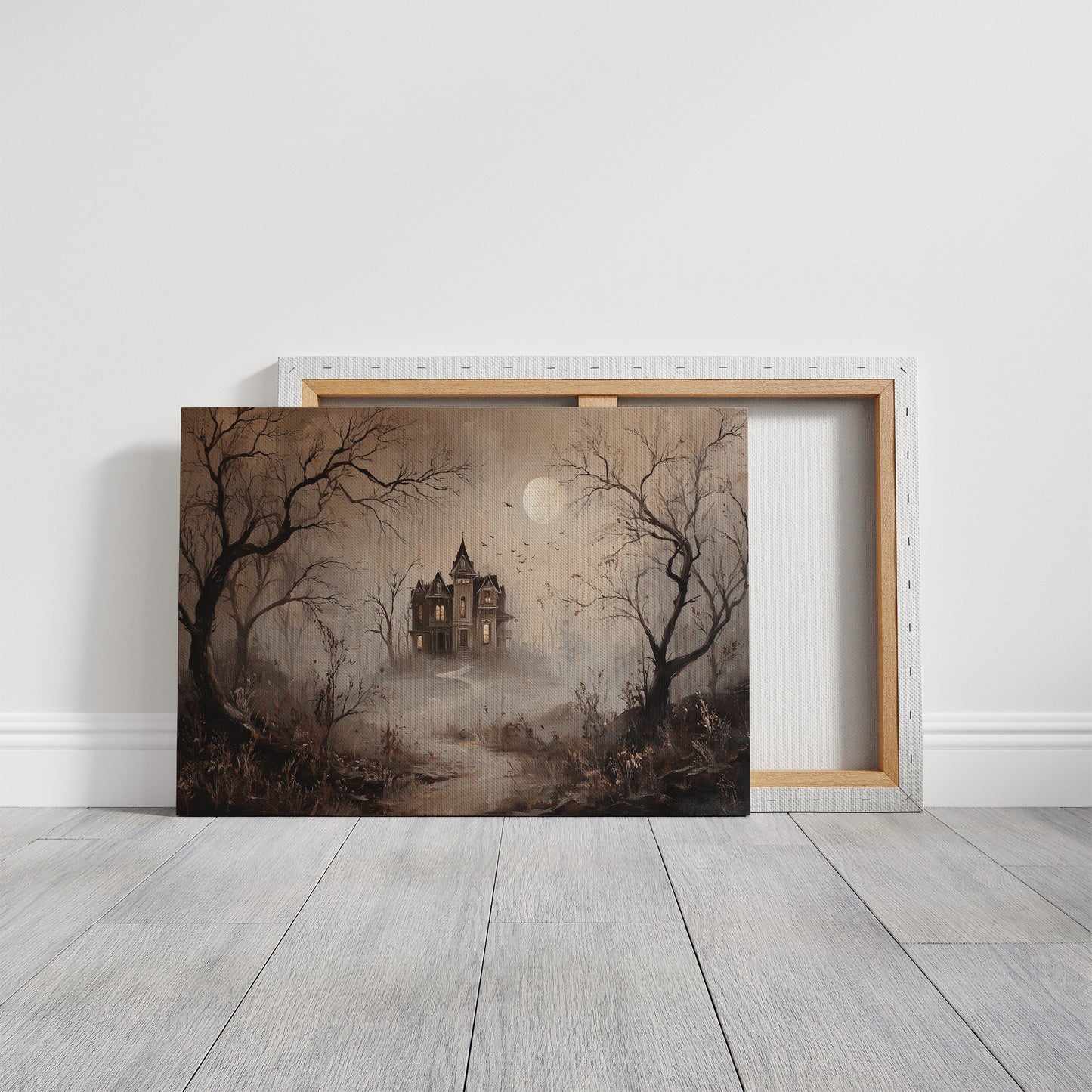Fogbound Manor Under Moonlight