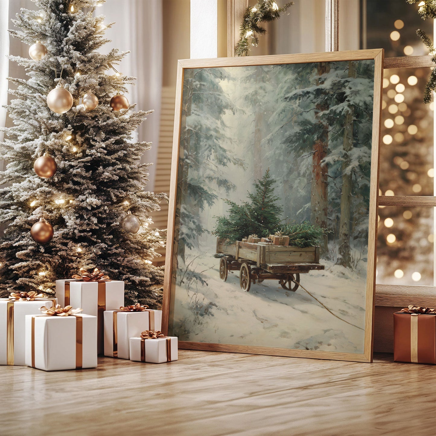 Forgotten Wagon In Winter Woods