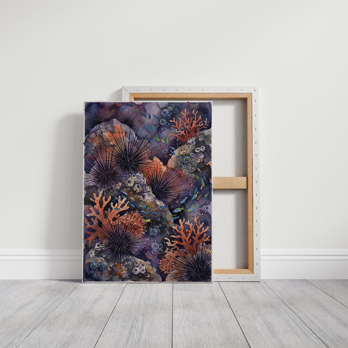 Spined Sentinels: Watercolor Sea Urchin Reef