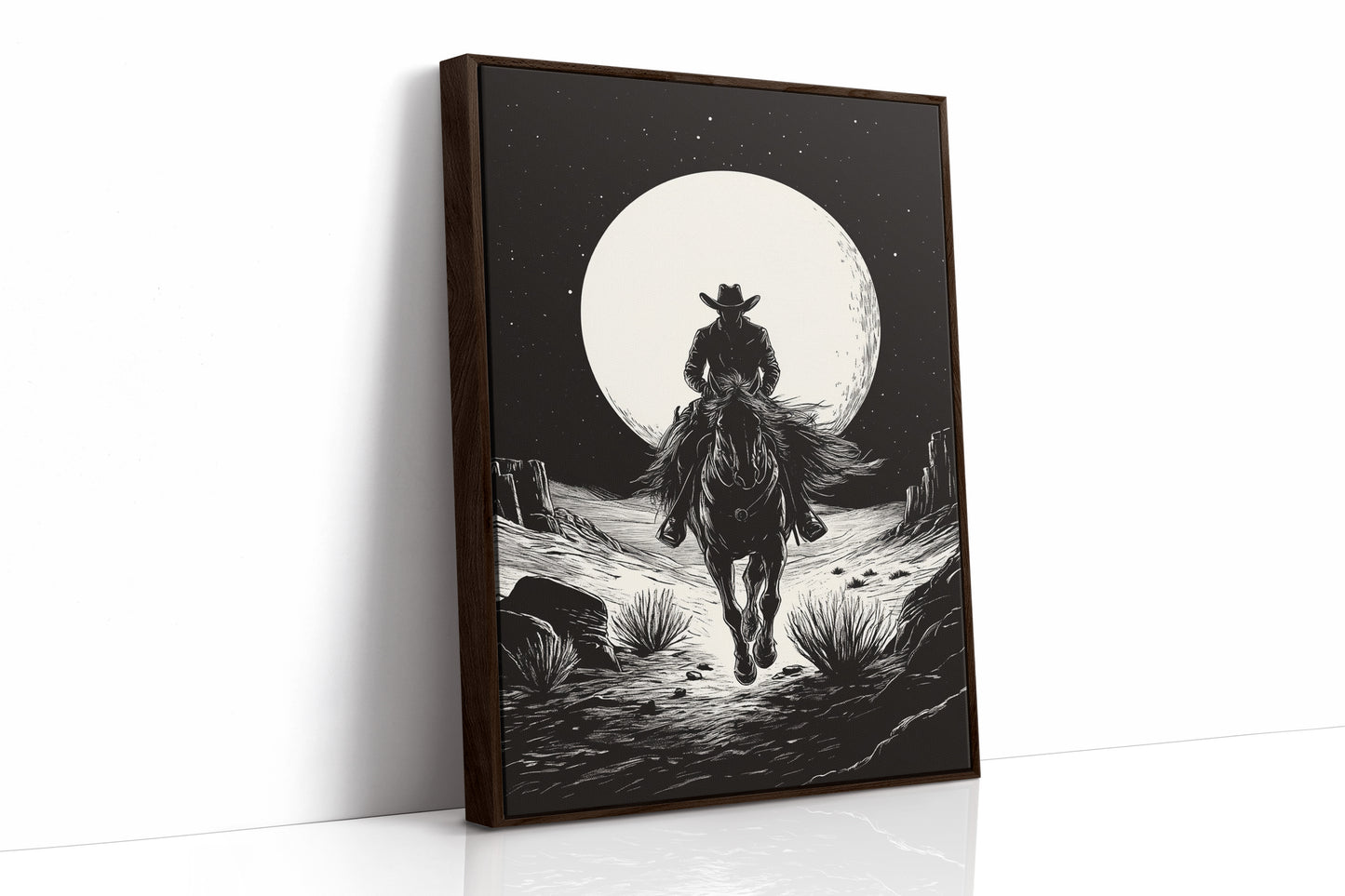 Lone Rider Under a Full Moon