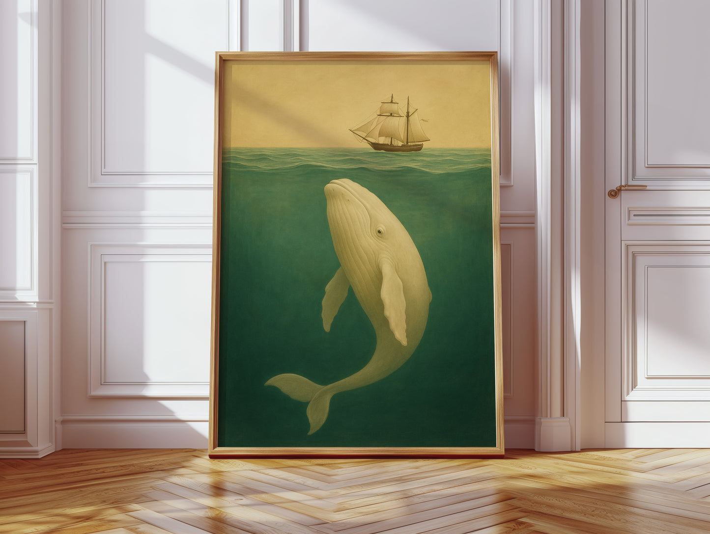 Whale Beneath the Golden Horizon