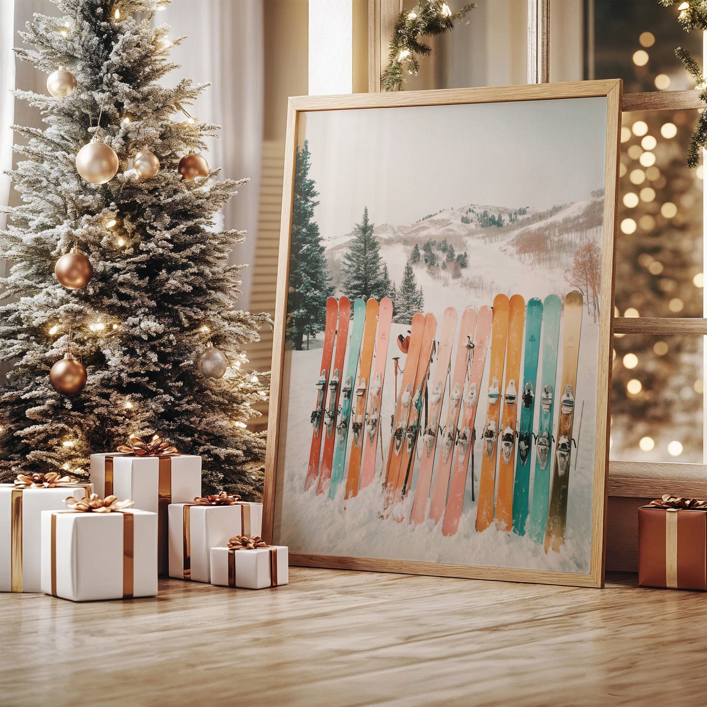 Pastel Skis Paint Winter Mountains