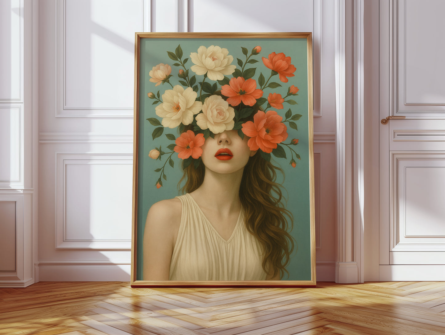 Flourish in Coral and Cream