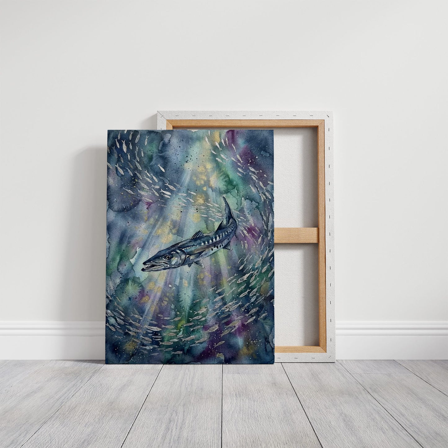 Bait Ball Hunter: Watercolor Barracuda Study