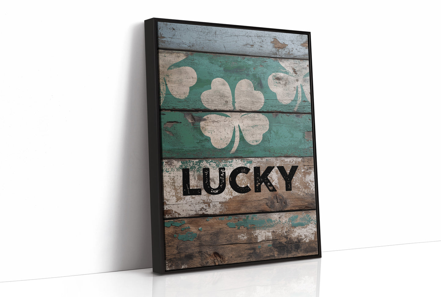 Painted Lucky on Old Wood