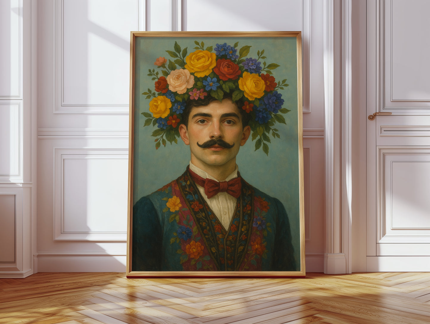 Floral Nobleman in Crimson Bowtie