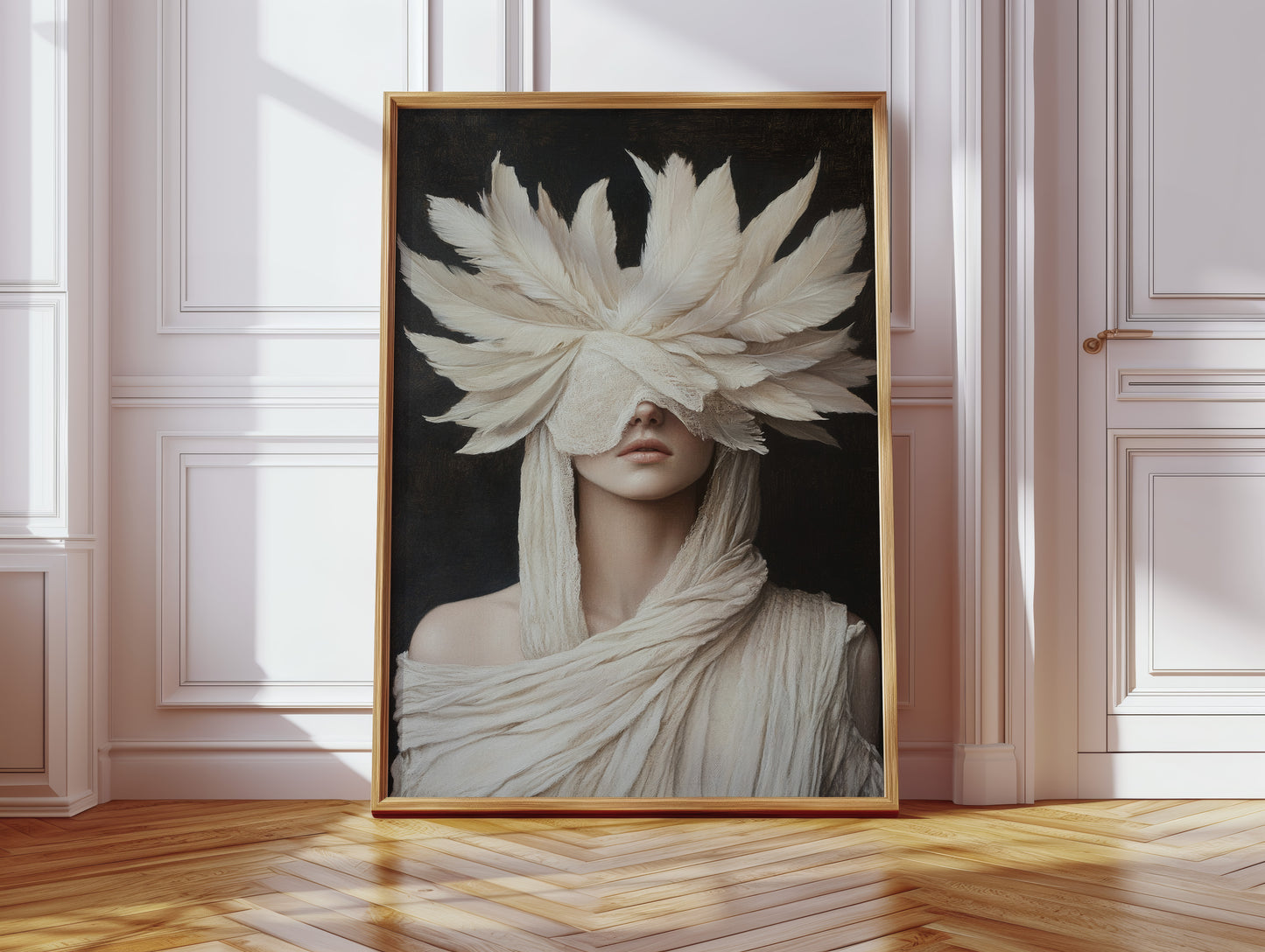 Silent Priestess in Ivory Plumes