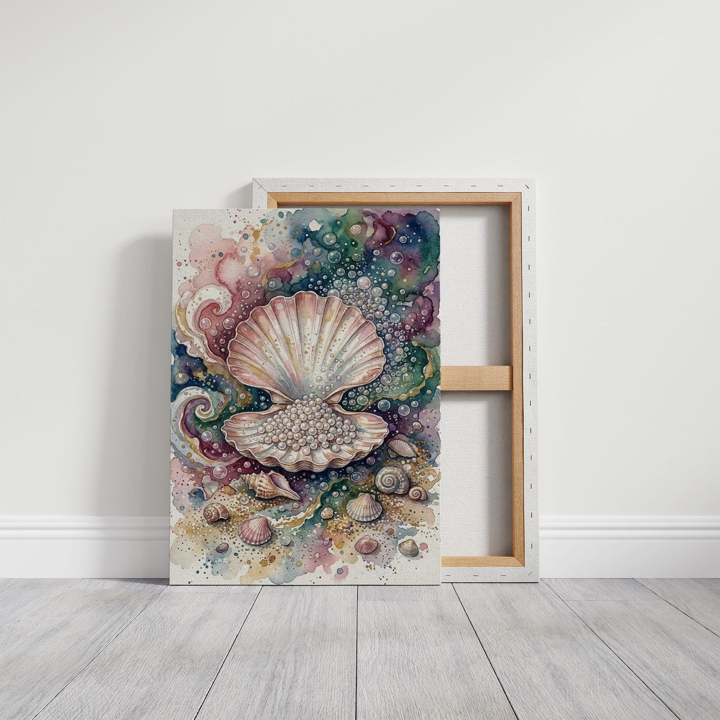 Pearl Cache: Watercolor Scallop Shell Study