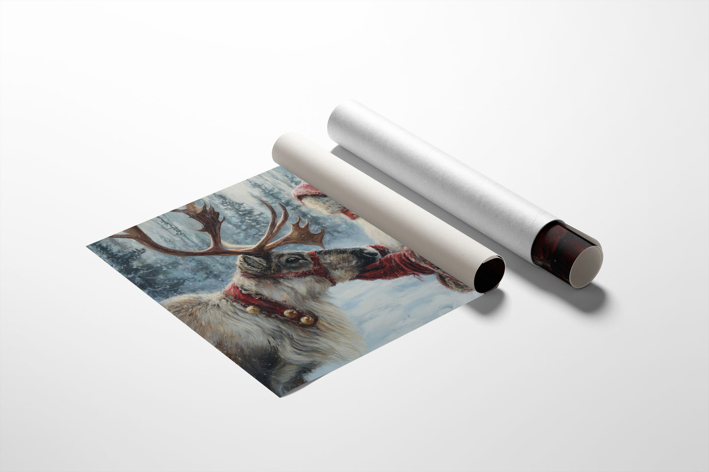 Reindeer Meets Winter's Gentle Friend