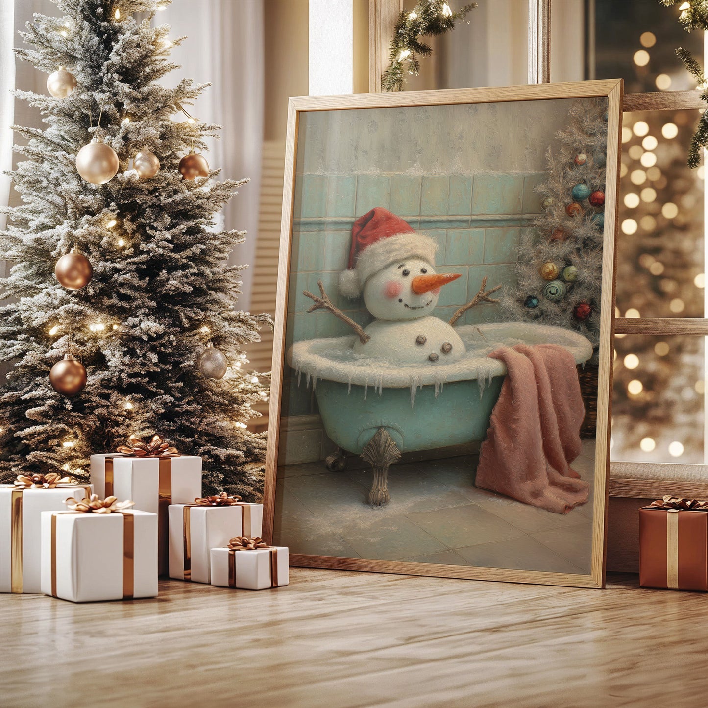 Snowman Takes A Warm Bath