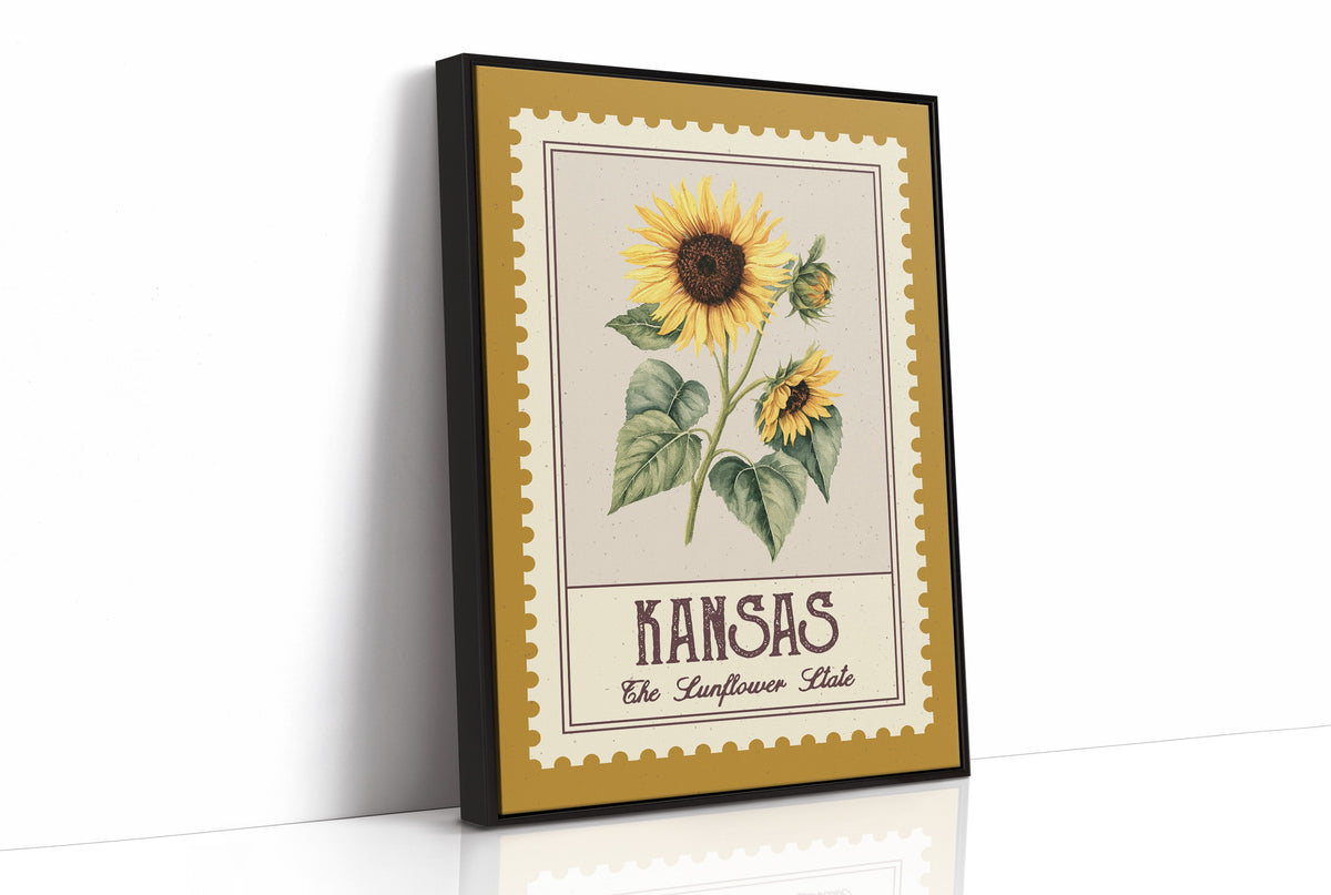 Kansas Sunflower Watercolor Stamp