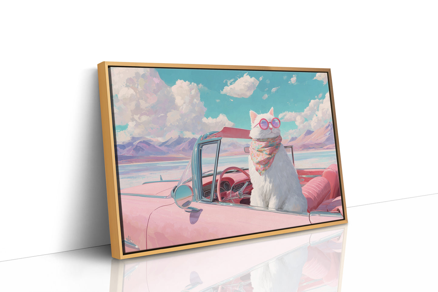 Desert Drive With Pink Skies