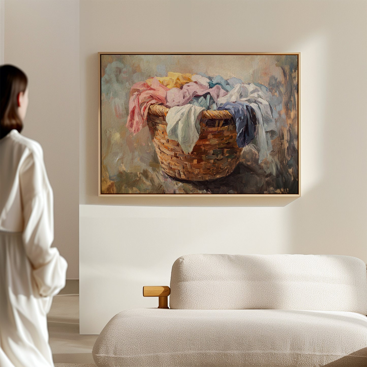 Rustic Simplicity: Vintage Laundry Basket Canvas Wall Art