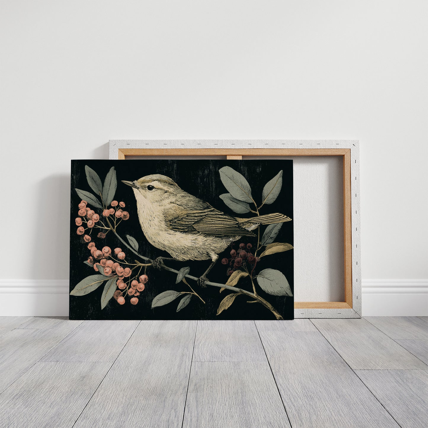 Warbler Amid Berry Branches