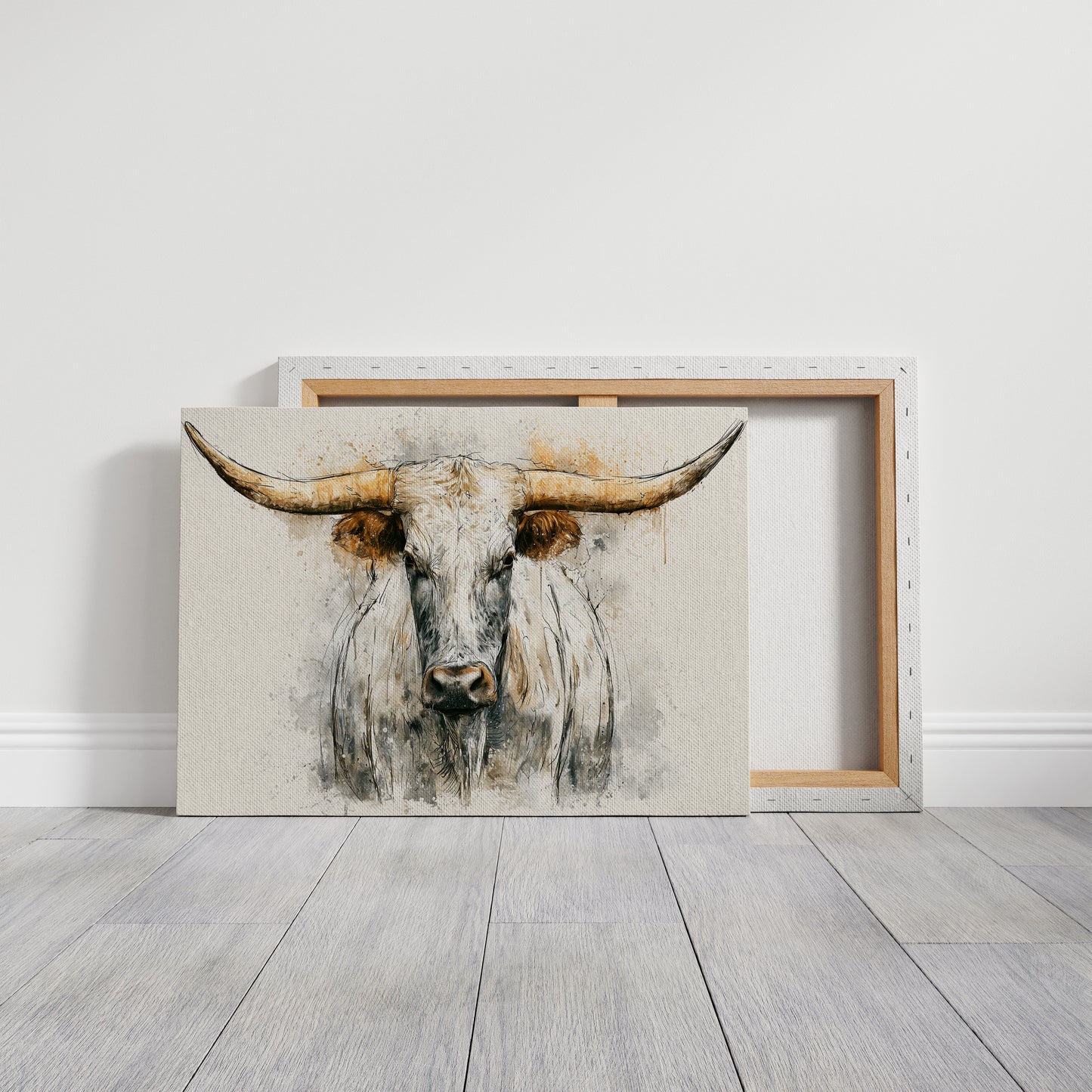 Longhorn in Ink and Wash