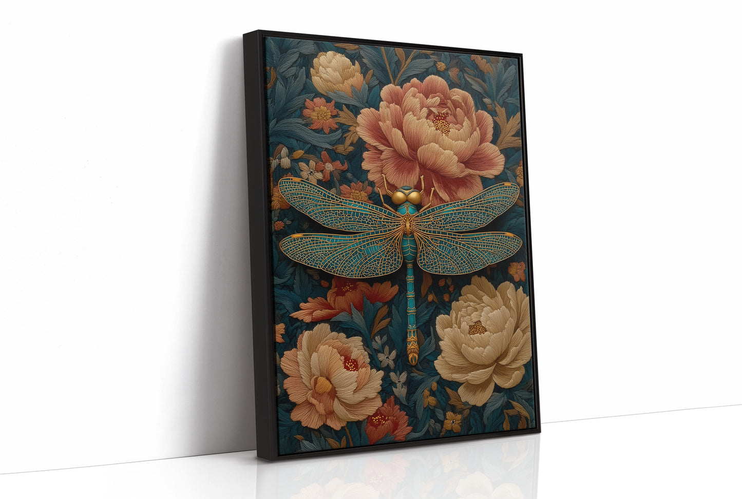 The Dragonfly Rests Among Peonies