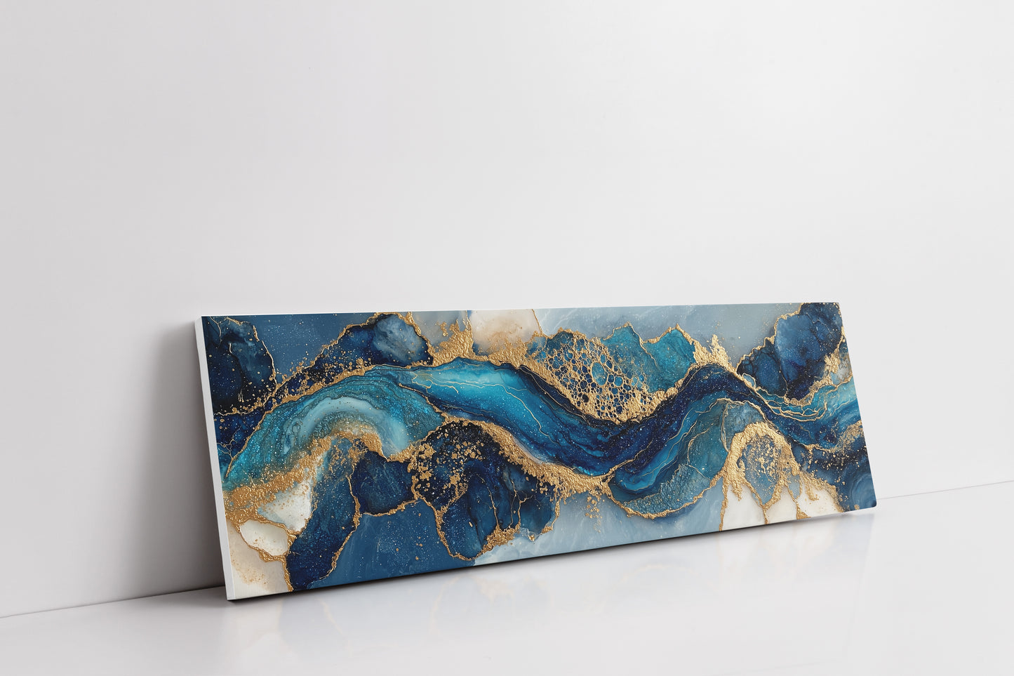 Blue And Gold Abstract Fluid Art