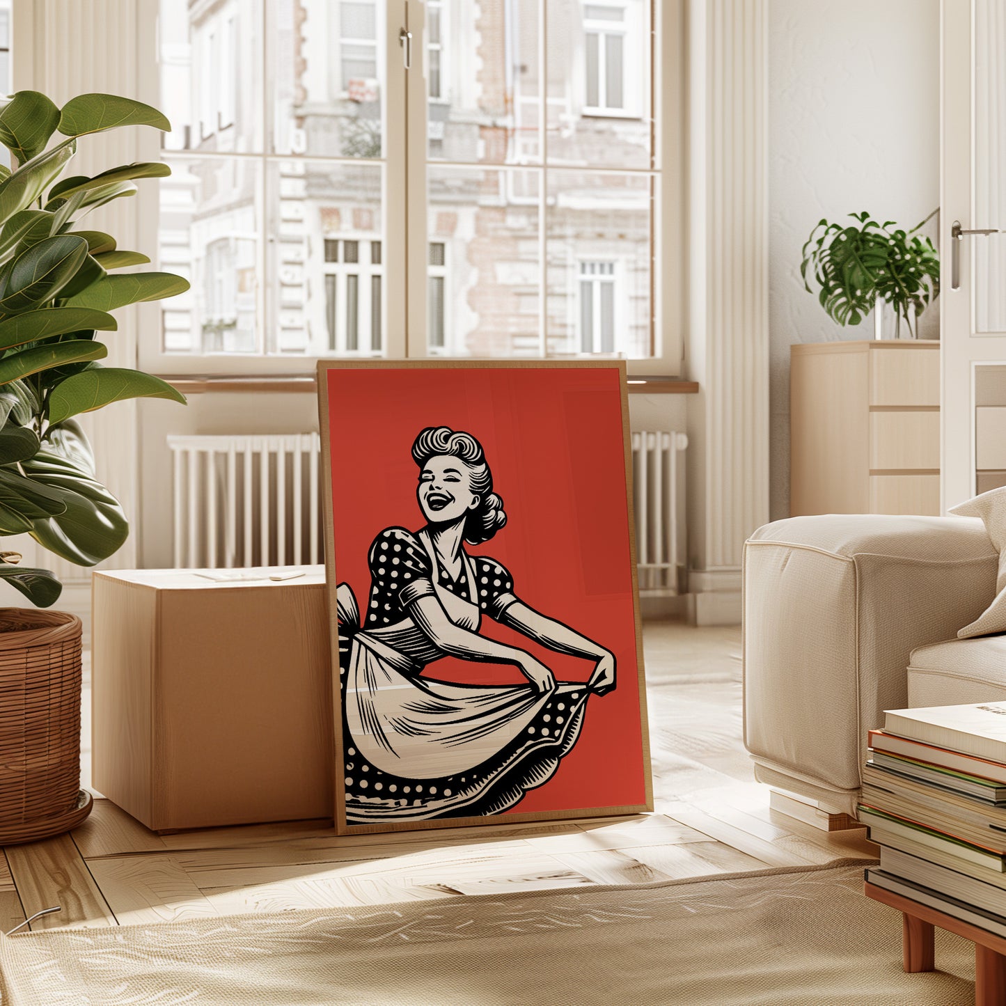 Polka Dots Dance Through Ruby Skies