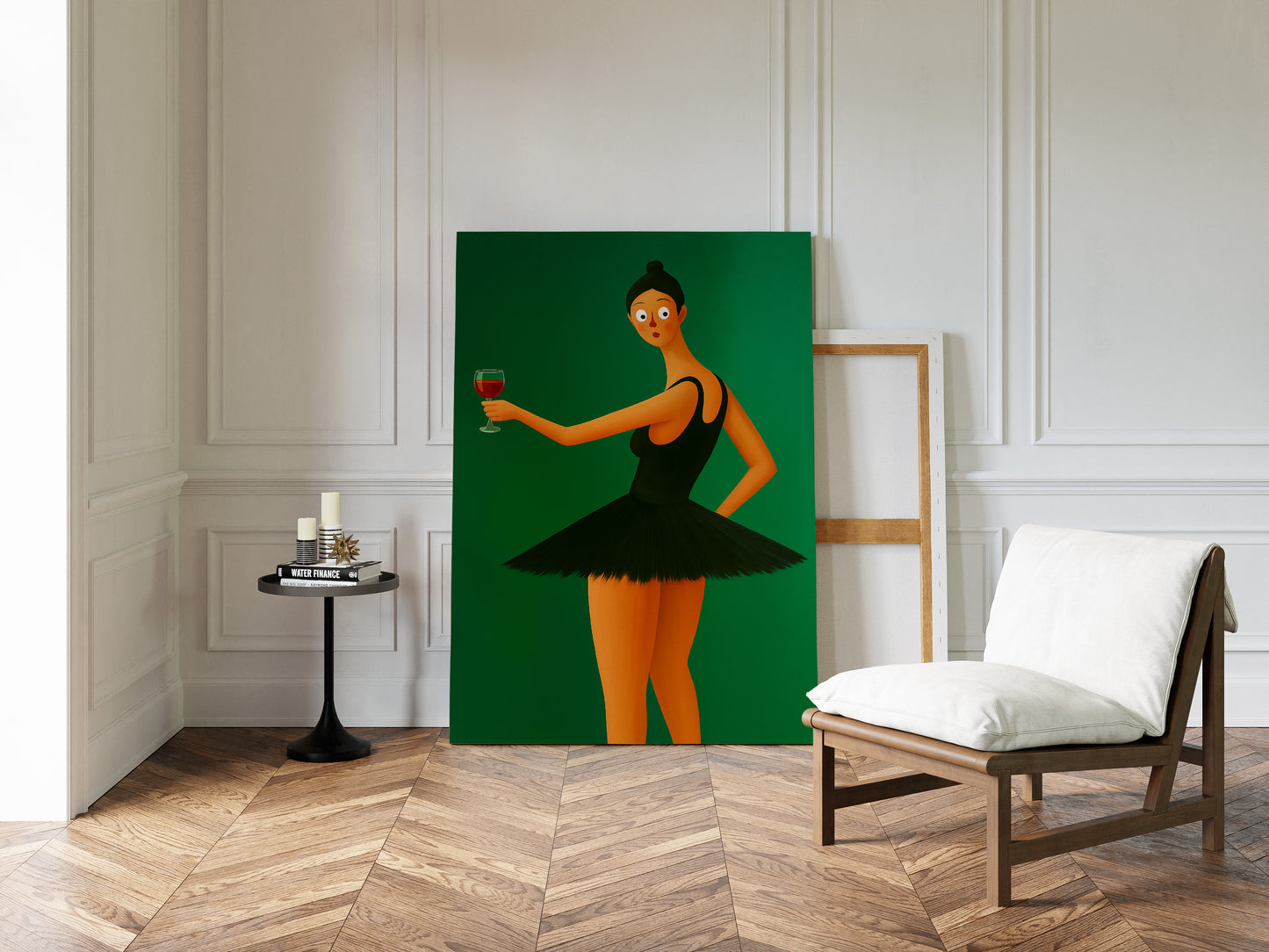 Surprised Ballerina with Wine Glass