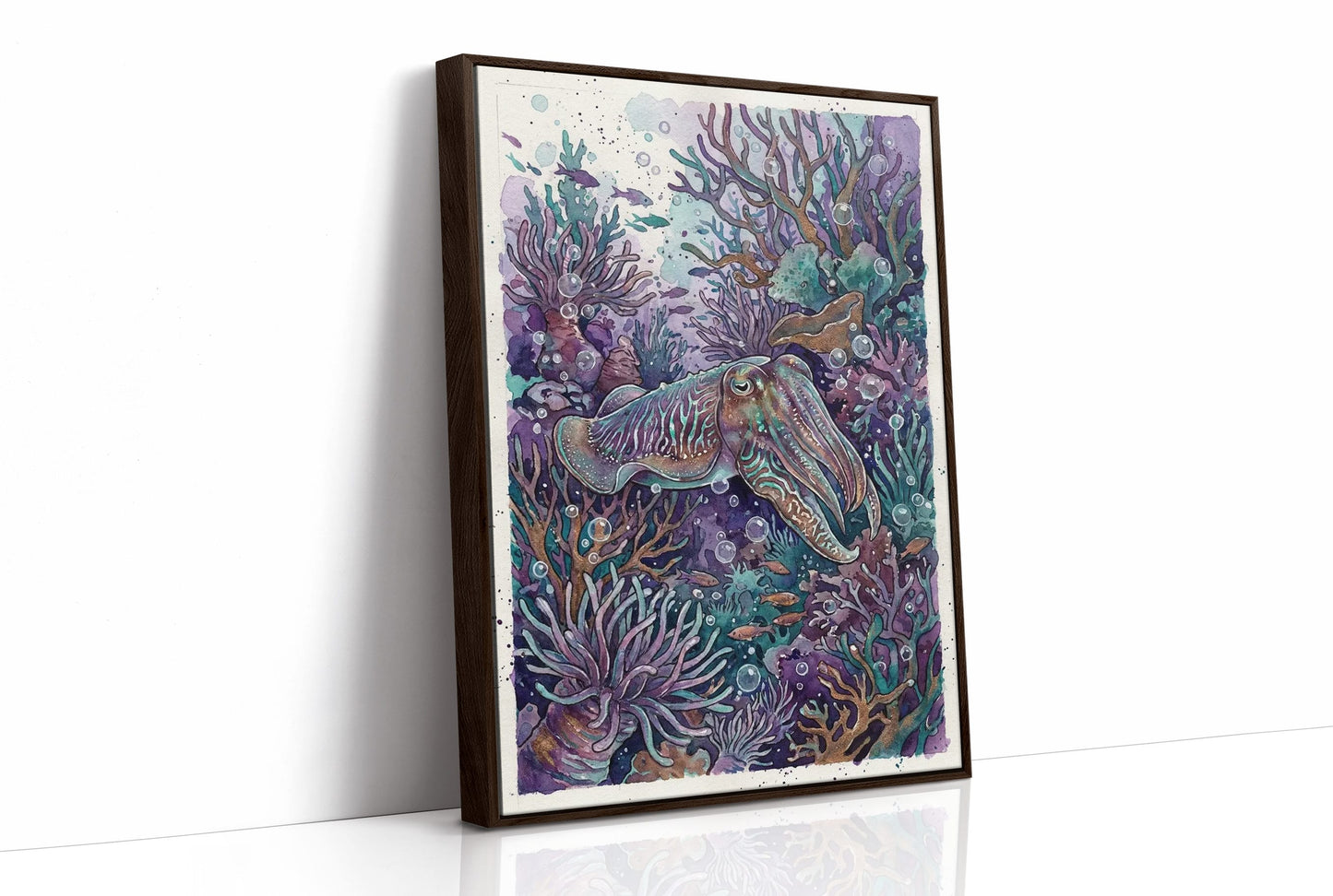 Iridescent Camouflage: Watercolor Cuttlefish Study